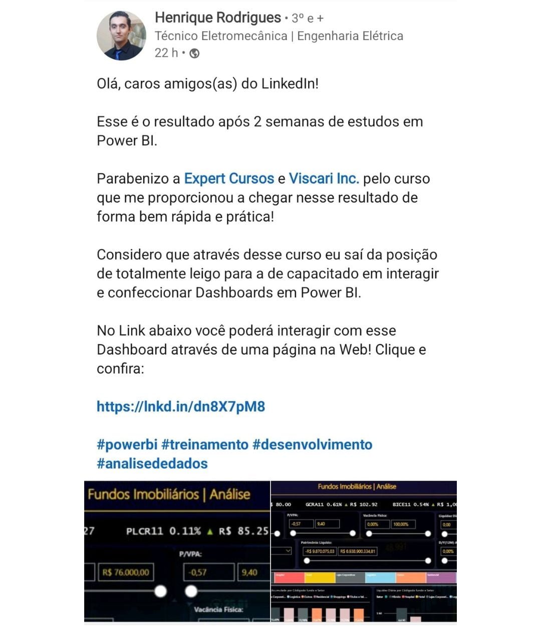 Confira as avaliações do nosso Curso de Excel + Power Bi do básico ao avançado