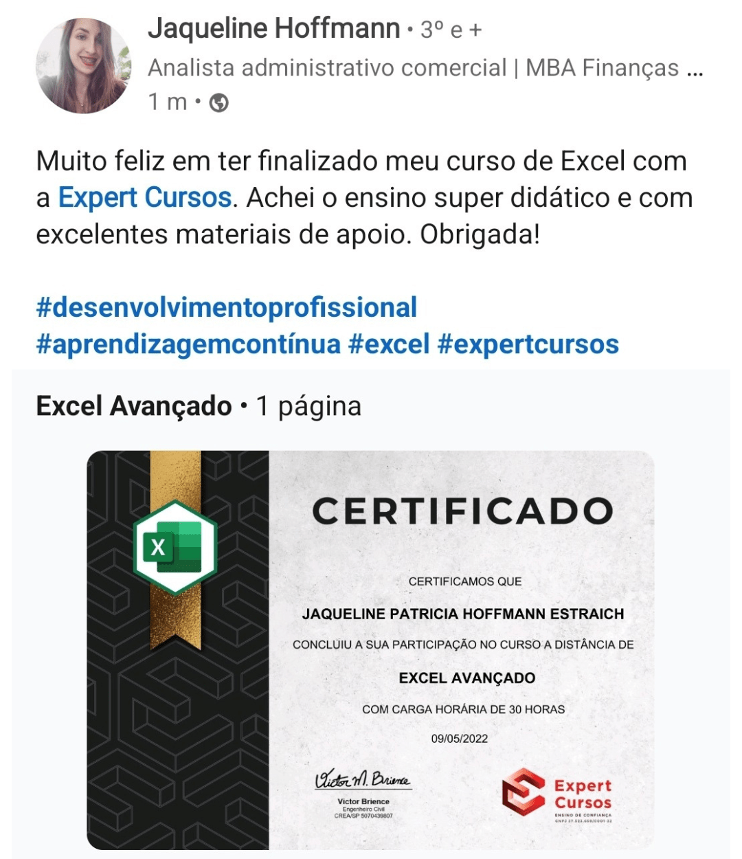 Avaliações do Curso de Excel