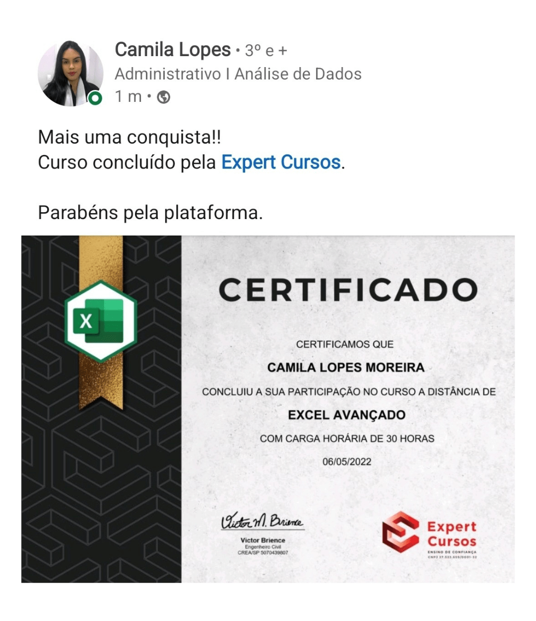 Avaliações do Curso de Excel