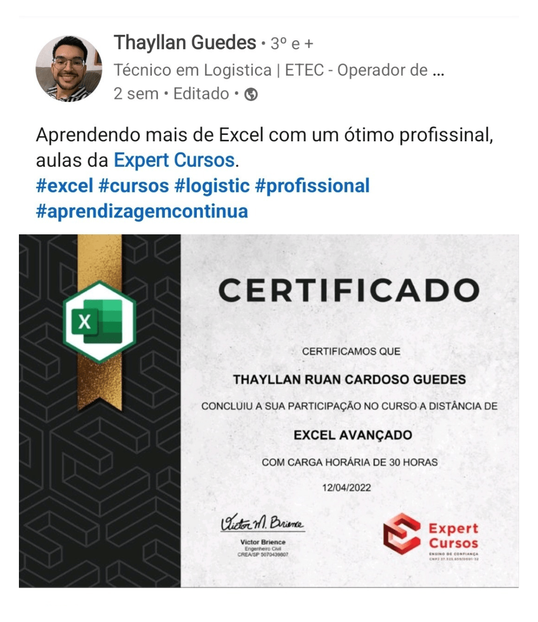 Avaliações do Curso de Excel